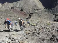 70-looking_back_to_group-lots_of_steep_loose_terrain-although_very_worn_path_with_cairns_and_arrows