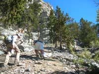 08-Lori_Joel_hiking_up_typical_terrain-class_II_steep_35_degree_grade-about_1,700_ft_elev_gain_in_.9_miles