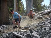 20-Toby_sliding_down_scree-Aiden_slides_down_on_his_butt