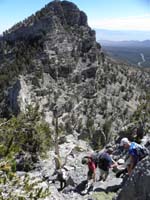24-group_dropping_down_more_to_soon_climb_up_to_North_Sister