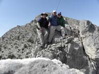 077-me_Ed_and_Luba_on_Pincushion_Pinnacle_with_Pincushion_Peak_in_background-not_much_room_for_us-tricky_photo