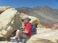28-Kenny_on_Calico_Tanks_Peak-La_Madre_Peak_and_Turtlehead_Peak_in_background