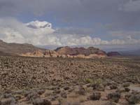 33-1425pm-view_from_4771_Overlook_toward_Calico_Hills-sun_coming_out