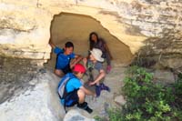 58-Mason,Kenny,Preston,Emma_having_fun_in_a_little_cave