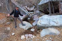 03-Bretts_jokingly_presents_water_in_Pine_Creek-I_was_wondering_if_we'd_see_water_since_so_dry
